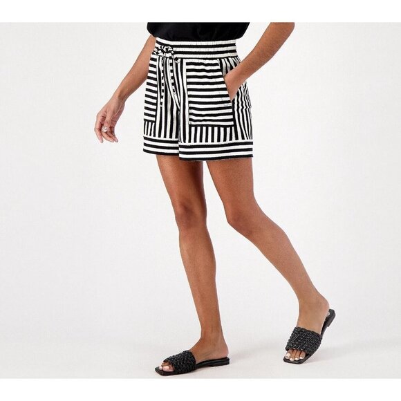 AnyBody Yarn Dyed Textured Jersey Short Jet Black,1X - Picture 1 of 1